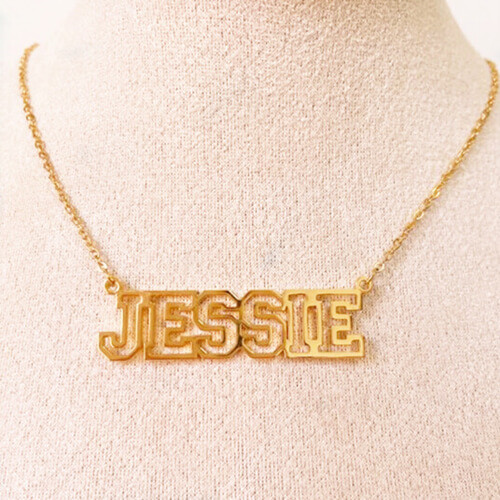 wholesale personalized fine jewelry makers bulk custom metal cut out name plate necklaces vendors